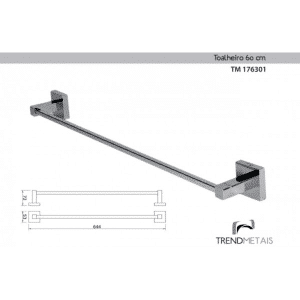 Porta Toalha de 60cm Acabamento Quadrado em Latão - TM176301 - Image 6