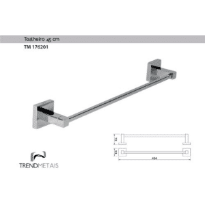 Toalheiro de 45cm Acabamento Quadrado em Latão - TM 176201 - Image 4