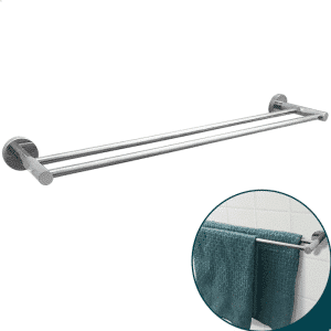 Toalheiro Duplo de 60cm Acabamento Redondo em Latão Cromado – TM176402 - Image 6