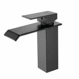 Torneira Banheiro Monocomando Cascata Quadrada Preto Fosco