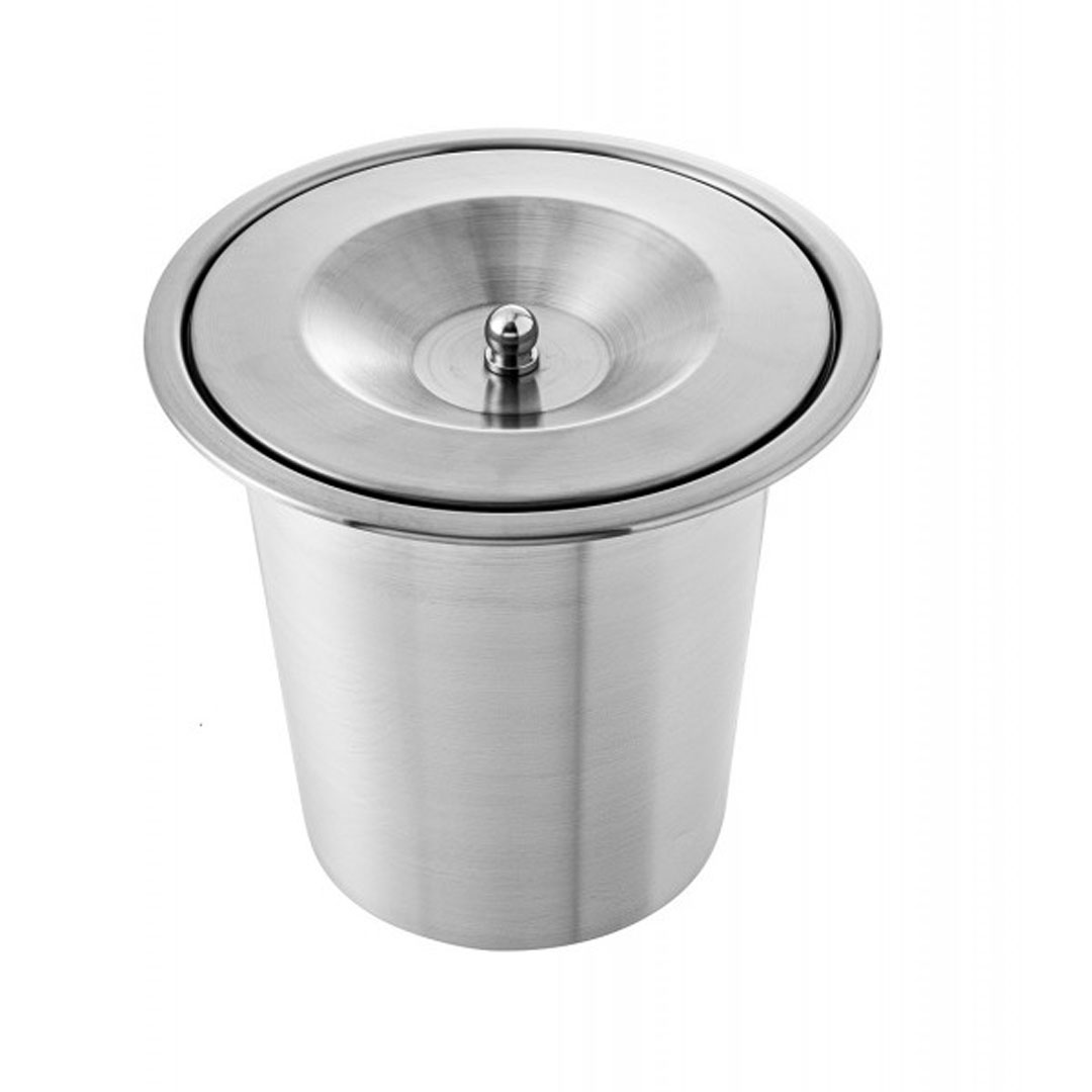 Lixeira Embutir 8 Litros Tampa Inox Escovado Balde Alumínio
