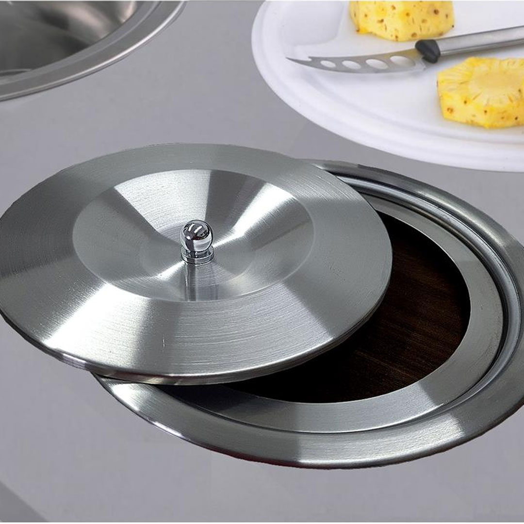 Lixeira Embutir 8 Litros Tampa Inox Escovado Balde Alumínio