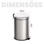 Lixeira Inox 12L Tramontina com Pedal e Balde Removível
