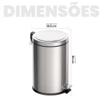 Lixeira Inox 20L Tramontina com Pedal e Balde Removível