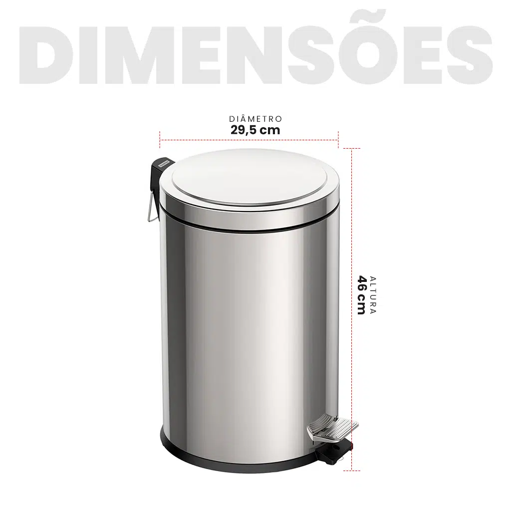 Lixeira Inox 20L Tramontina com Pedal e Balde Removível