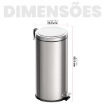 Lixeira Inox 30L Tramontina com Pedal e Balde Removível
