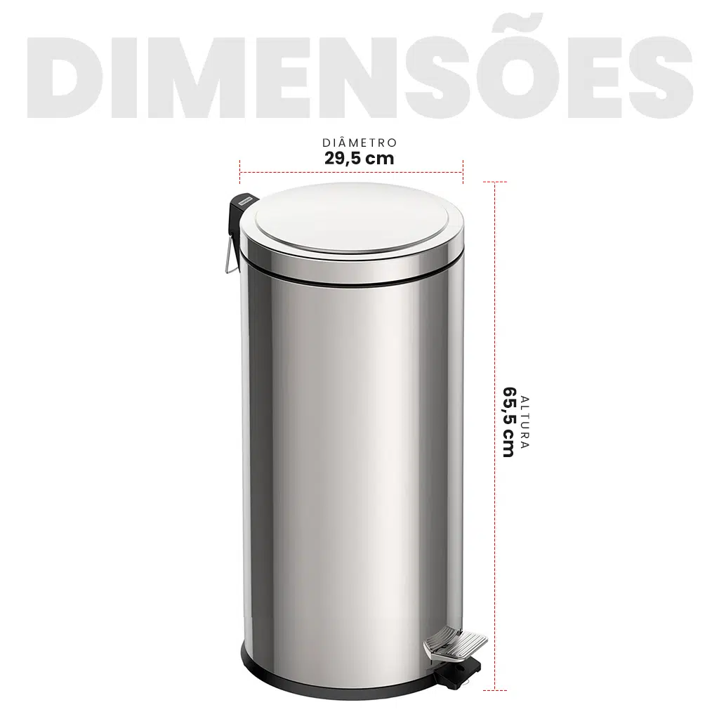 Lixeira Inox 30L Tramontina com Pedal e Balde Removível