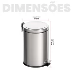 Lixeira Inox 3L Tramontina com Pedal e Balde Removível