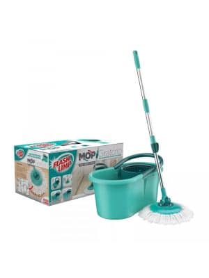 Mop Giratório Verde Água Flash Limp com Balde e Refil