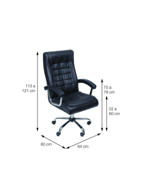Cadeira de Escritório Presidente Oslo Preta 3321 Or Design - Imagem 4
