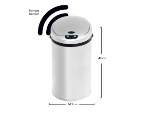 Lixeira Automática Premium com Sensor em Inox – 12 Litros - Image 2