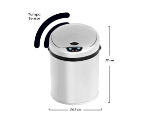 Lixeira Automática Premium com Sensor em Inox – 9 Litros - Imagem 2