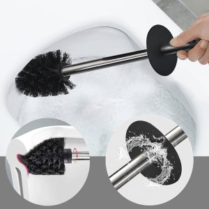Porta Escova Sanitária Escopino Preto com Suporte Elegante Clink - Imagem 3