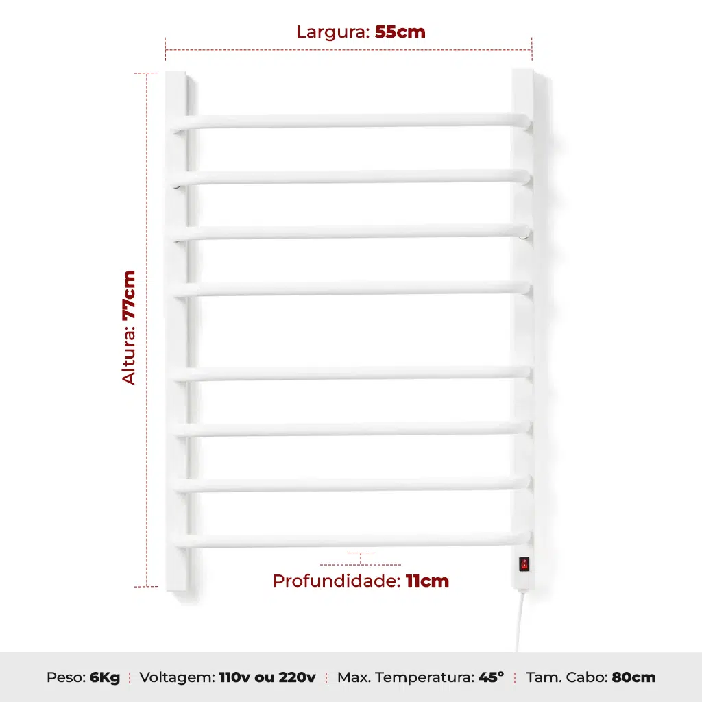 Toalheiro Térmico Branco Flape Grande – 110V ou 220V 2 toalhas