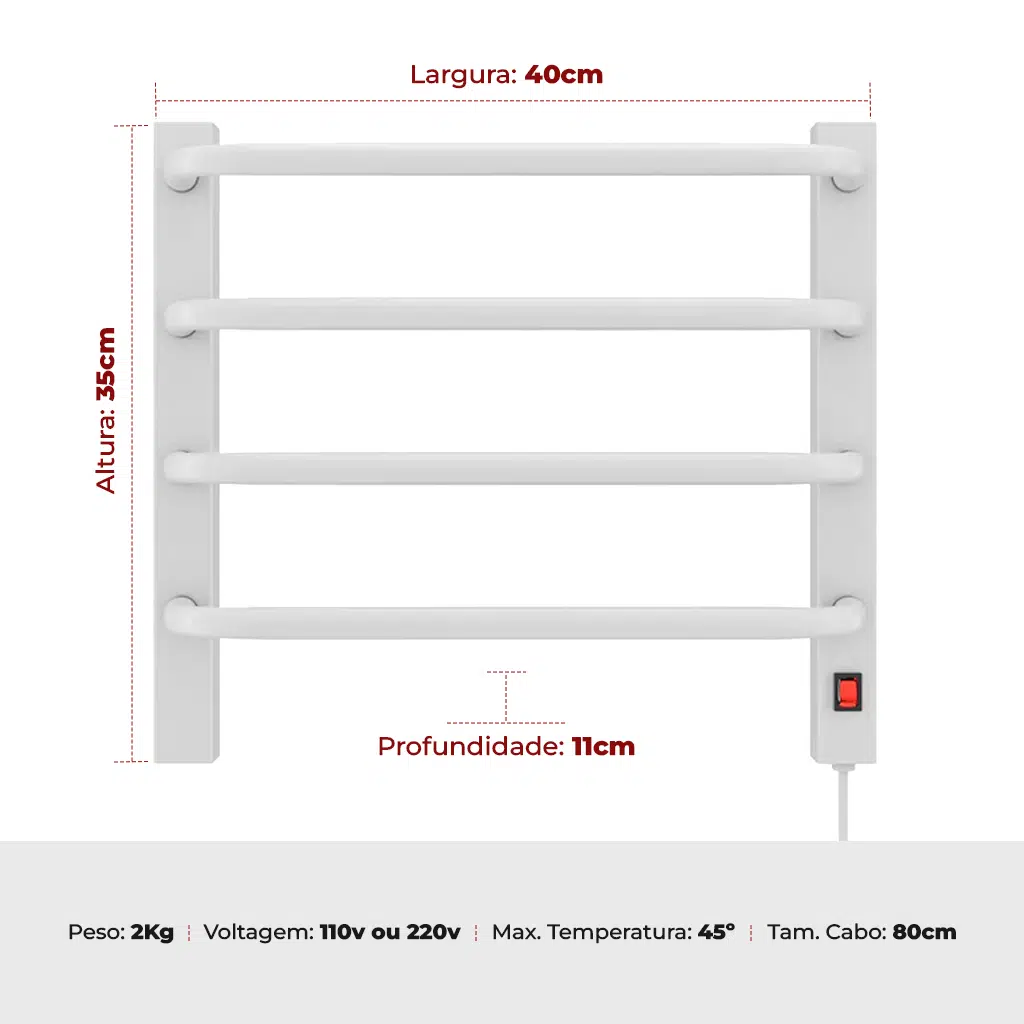 Toalheiro Térmico Branco Mini Compacto - Flape