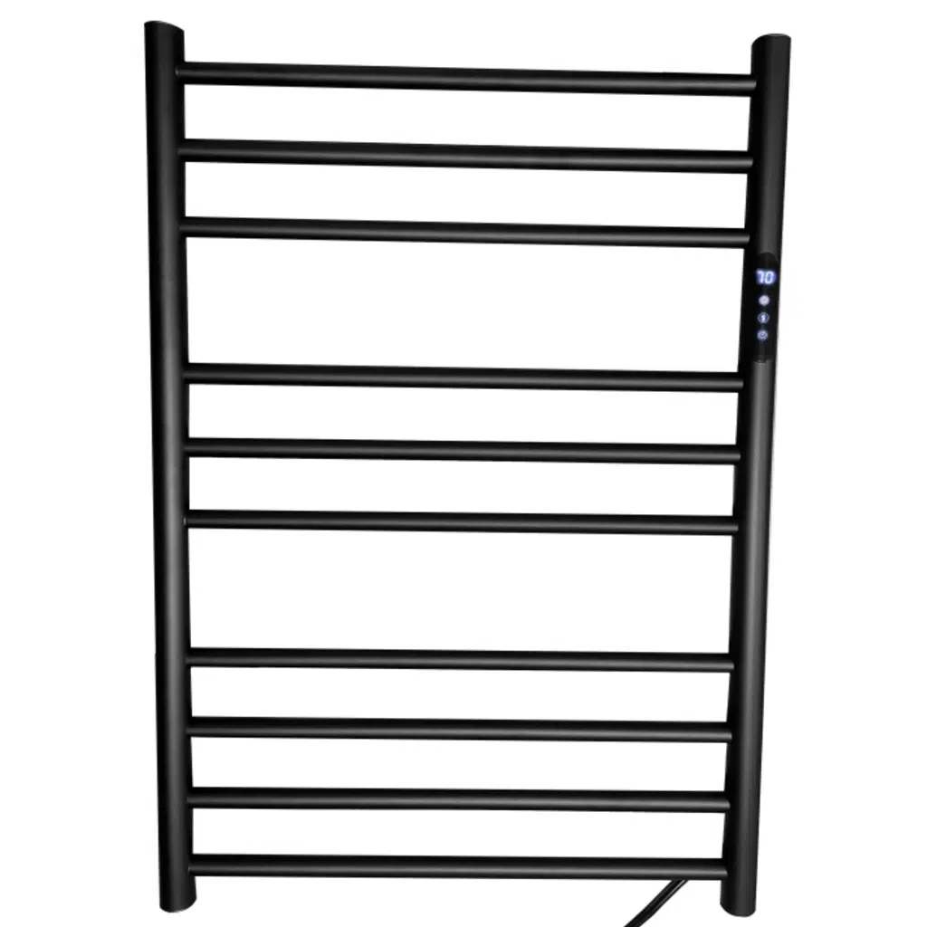 Toalheiro Térmico Redondo Preto Inox Kazalinda | Timer e Temp. Touch | Bivolt