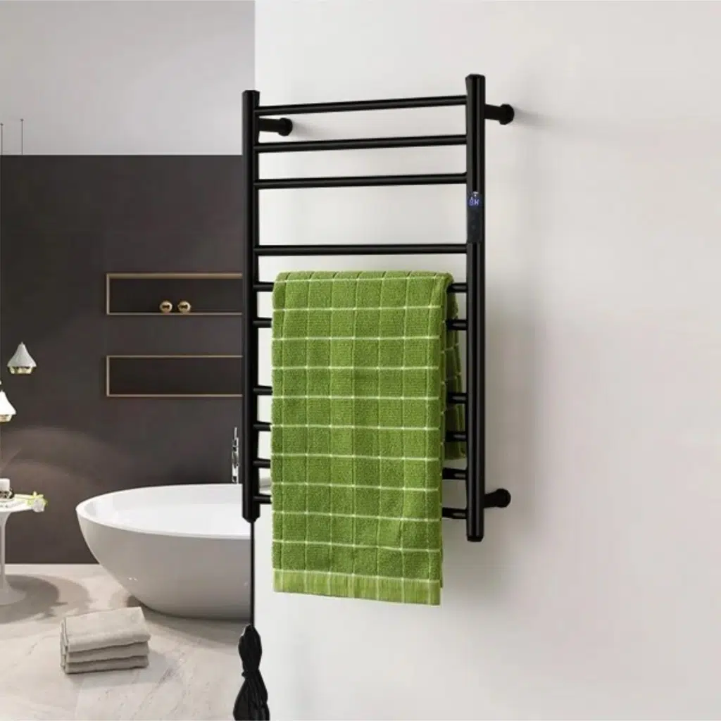 Toalheiro Térmico Redondo Preto Inox Kazalinda | Timer e Temp. Touch | Bivolt