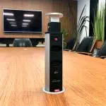 Torre Multiplug Retrátil KZI - 2 Tomadas + 2 USB - Embutir - Design Oculto