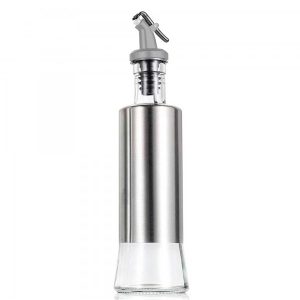 Galheteiro de Vidro Aço Inox para Azeite e Vinagre