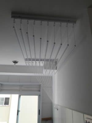 Varal de Teto Individual 10 Varetas Branco - 150cm