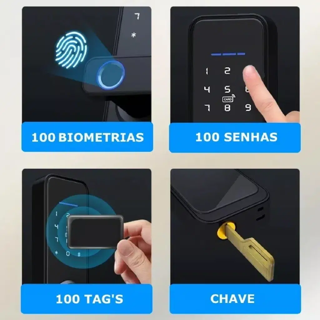 Fechadura Digital Miami com Biometria e Senha Primebras