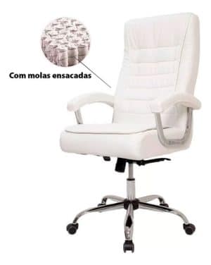 Cadeira de Escritório Presidente Oslo Branca 3321 Or Design