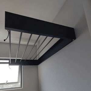 Varal Mágico Retrátil Oculto 6 Varetas 104cm Parede Preto - Imagem 3