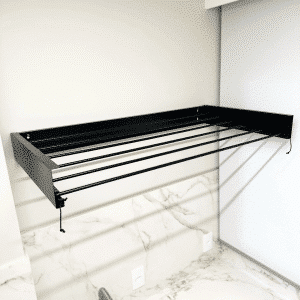 Varal Mágico Retrátil Oculto 6 Varetas 104cm Parede Preto - Imagem 4