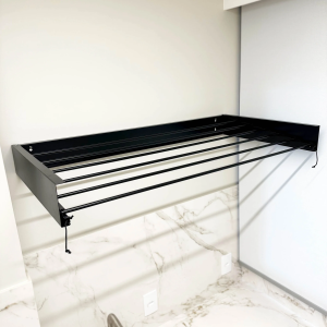Varal Mágico Retrátil Oculto 7 Varetas 120cm Parede Preto - Imagem 4