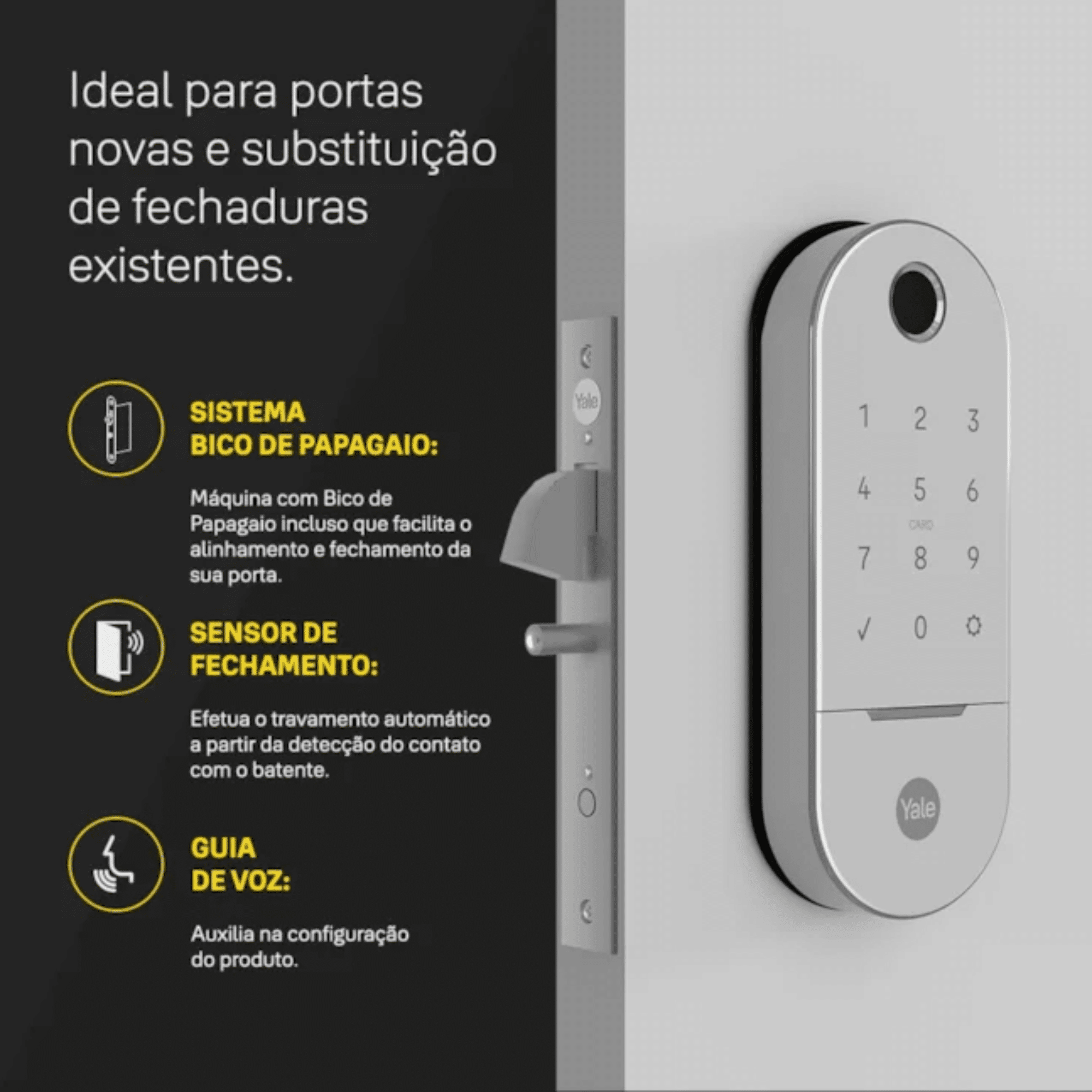 Fechadura Digital Lia BP para Porta Correr Branca Yale