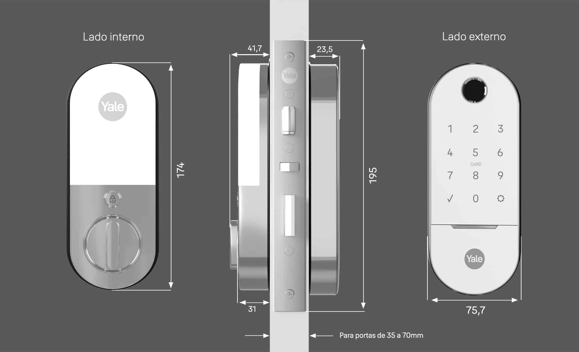 Fechadura Digital Lia BP para Porta Correr Branca Yale