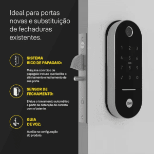 Combo Fechadura Digital Lia BP p/ Porta Correr Cromada Yale