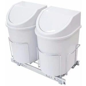Lixeira Dupla de Base Trilhos Deslizante 24 Lts Inox - Jomer 3318