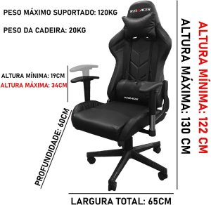 Cadeira Gamer KZI Racer com Massageador (Preto) - Image 3