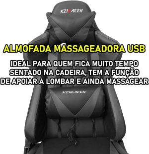 Cadeira Gamer KZI Racer com Massageador (Preto) - Image 4
