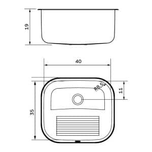 Tanque De Encaixe 40x35cm 19l Tramontina Hera Compact Inox