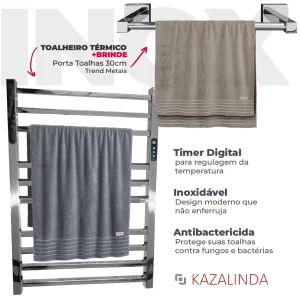 Toalheiro Térmico Grande Quadrado Inox Com Brinde