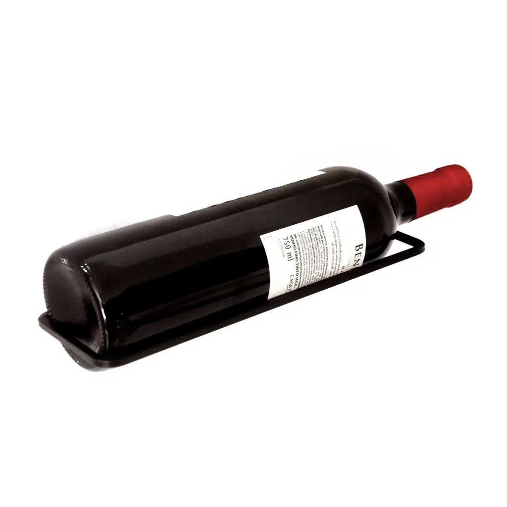 Adega de Parede Preta Suporte Flutuante de Vinho para 1 Garrafa - Jomer 2438