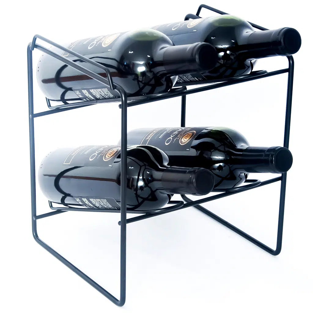 Adega de Vinho Mini Empilhável Preto 4 Garrafas - Jomer 2437