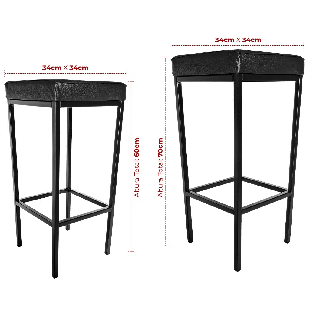 Banqueta Berlim Flape Preta: Design Quadrado para Cozinha e Bar