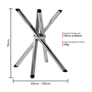 Base Pé Suporte de Mesa Palito Aço Cromado Flape
