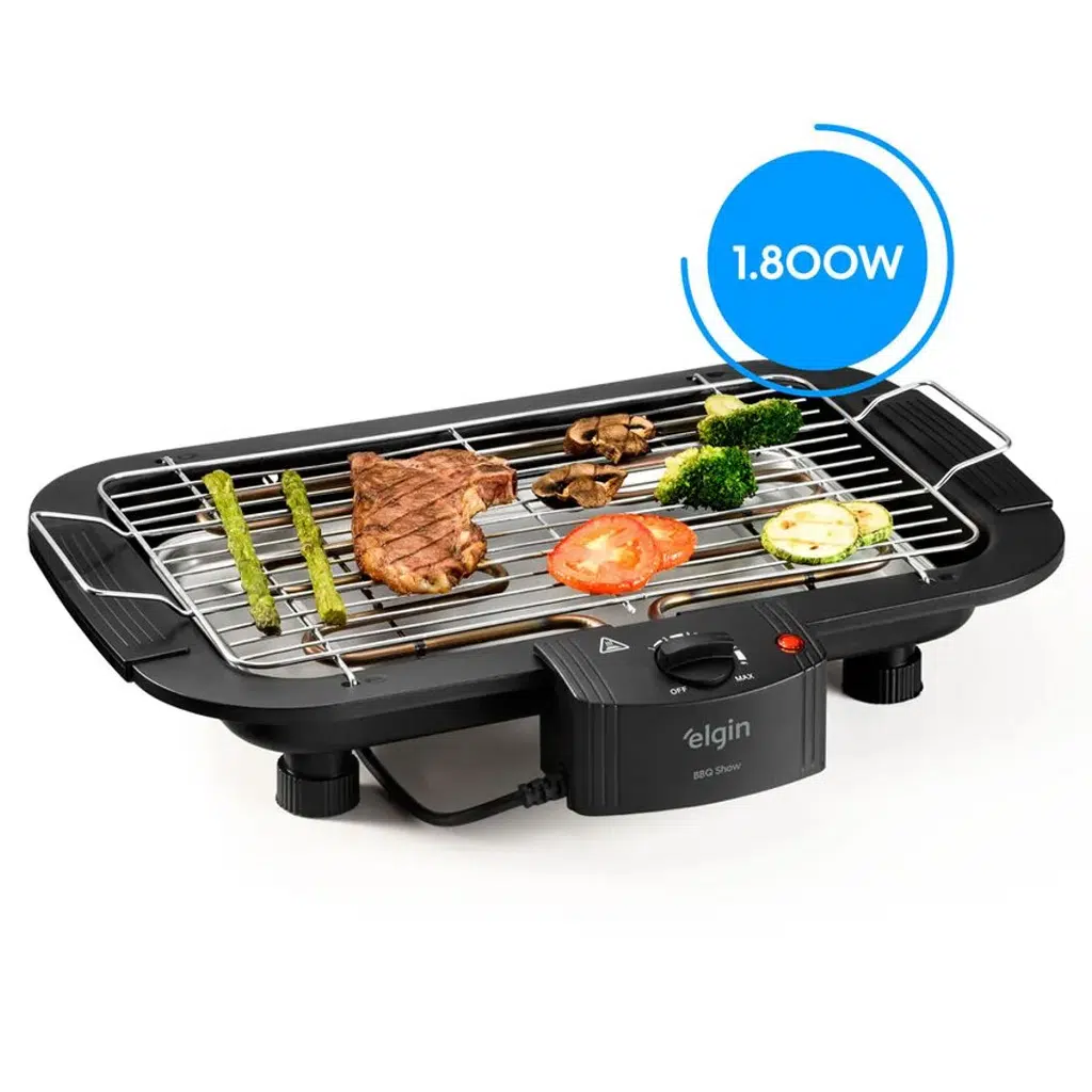 Churrasqueira BBQ Show - 1.800W Amplo Grill Controle de Temperatura 110Vou 220V - Elgin