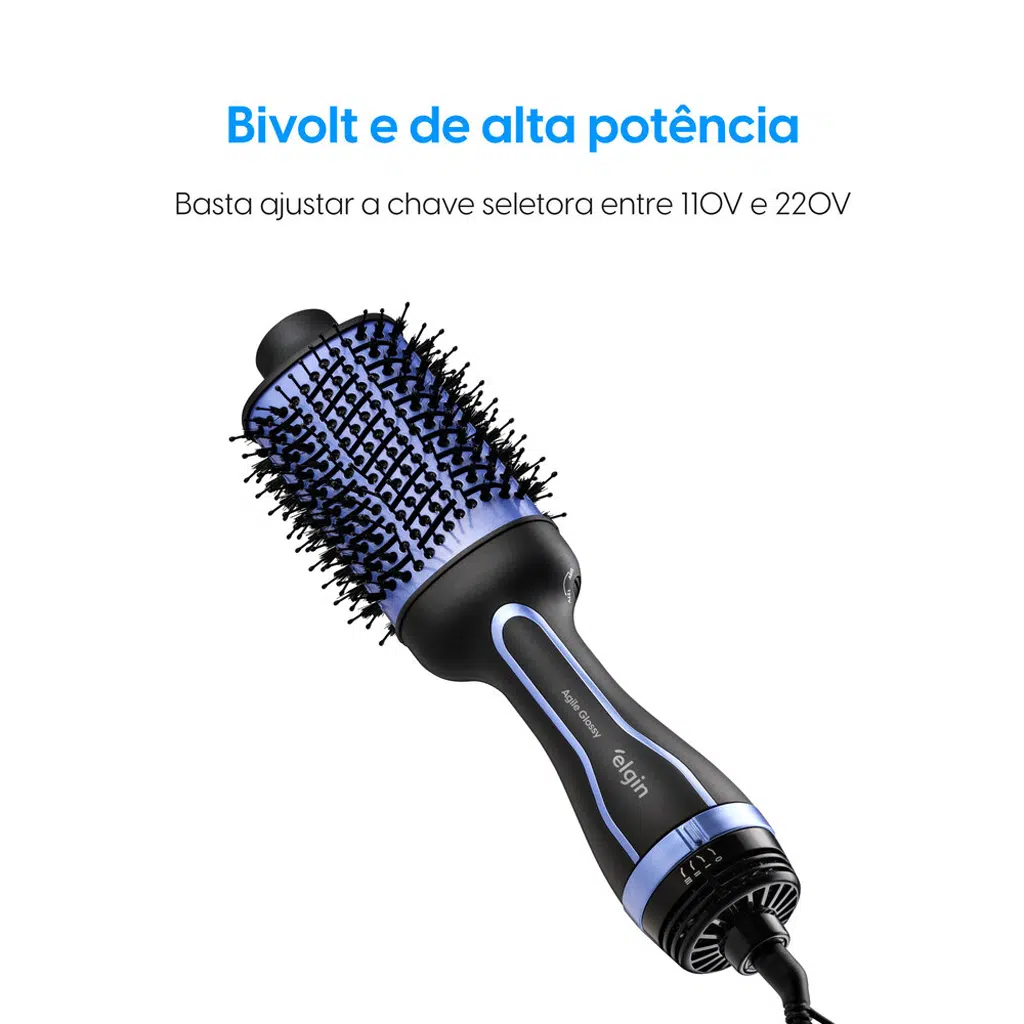 Escova Secadora Agile Glossy Elgin: 3 em 1, Bivolt, 1300W