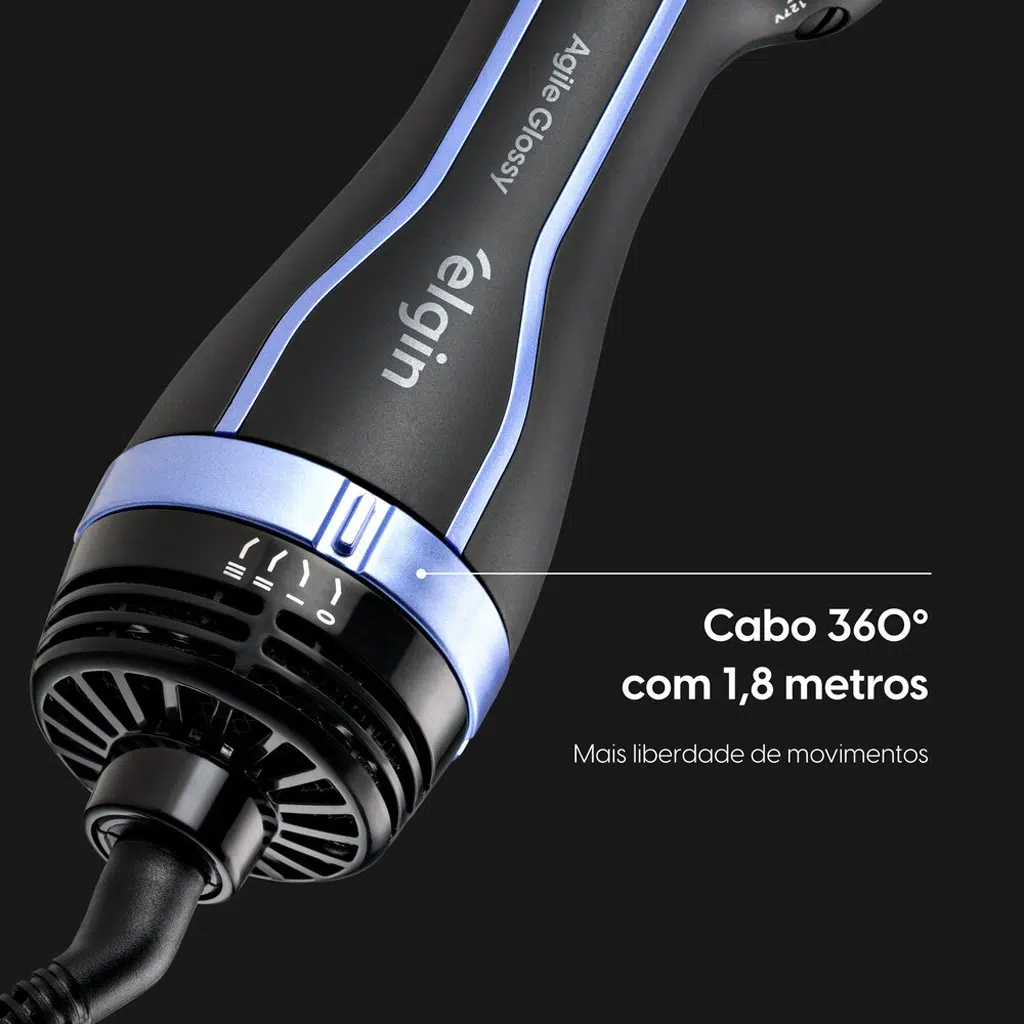 Escova Secadora Agile Glossy Elgin: 3 em 1, Bivolt, 1300W