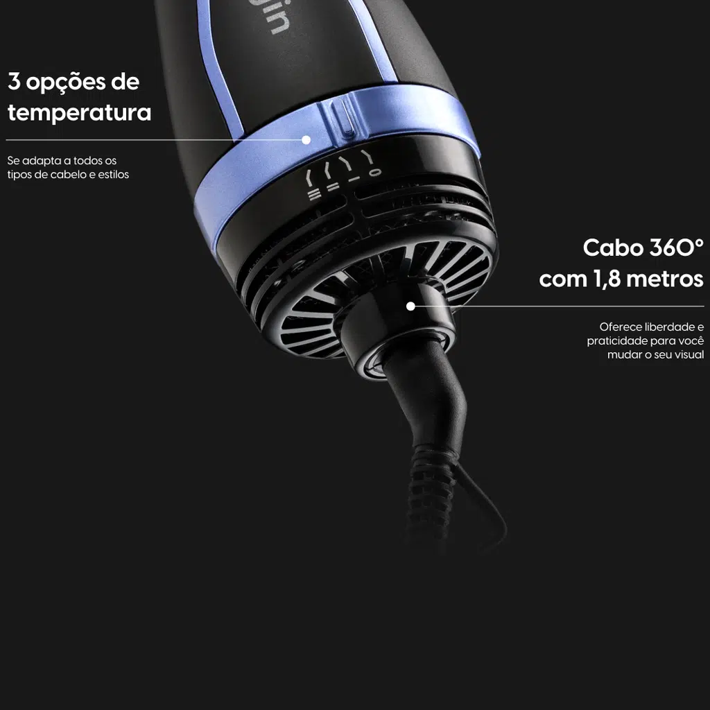 Escova Secadora Agile Glossy Elgin: 3 em 1, Bivolt, 1300W