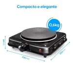 Fogão Elétrico Cooktop 1 Boca 220V 5 Temperaturas 1000W - Elgin