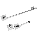 Kit Banheiro Trendmetais: Papeleira, Cabide e Toalheiro Quadrado 45cm - Cromo Polido