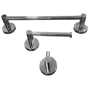 Kit Banheiro 3 Peças TrendMetais | Papeleira Cabide Toalheiro Redondo 30cm Cromado