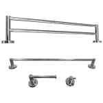 Kit Banheiro Completo Cromado Premium - Papeleira, Cabide, Toalheiros 60cm