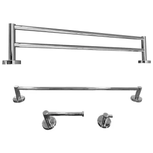 Kit Banheiro Completo Cromado Premium - Papeleira, Cabide, Toalheiros 60cm